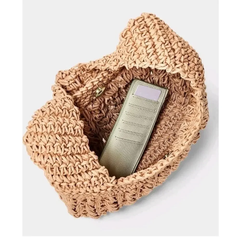 A New Day™ Straw Tie-Top Shoulder Bag Light Brown Woven Paper Beige - Picture 4 of 6